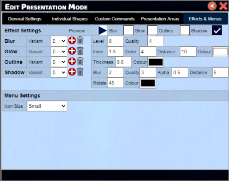 Effect and Menu Settings